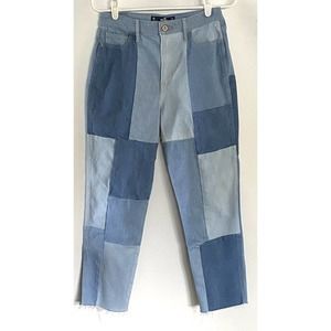 Hollister Patchwork Ultra High-Rise Mom Jeans Boho Stretch 7 R 28x26